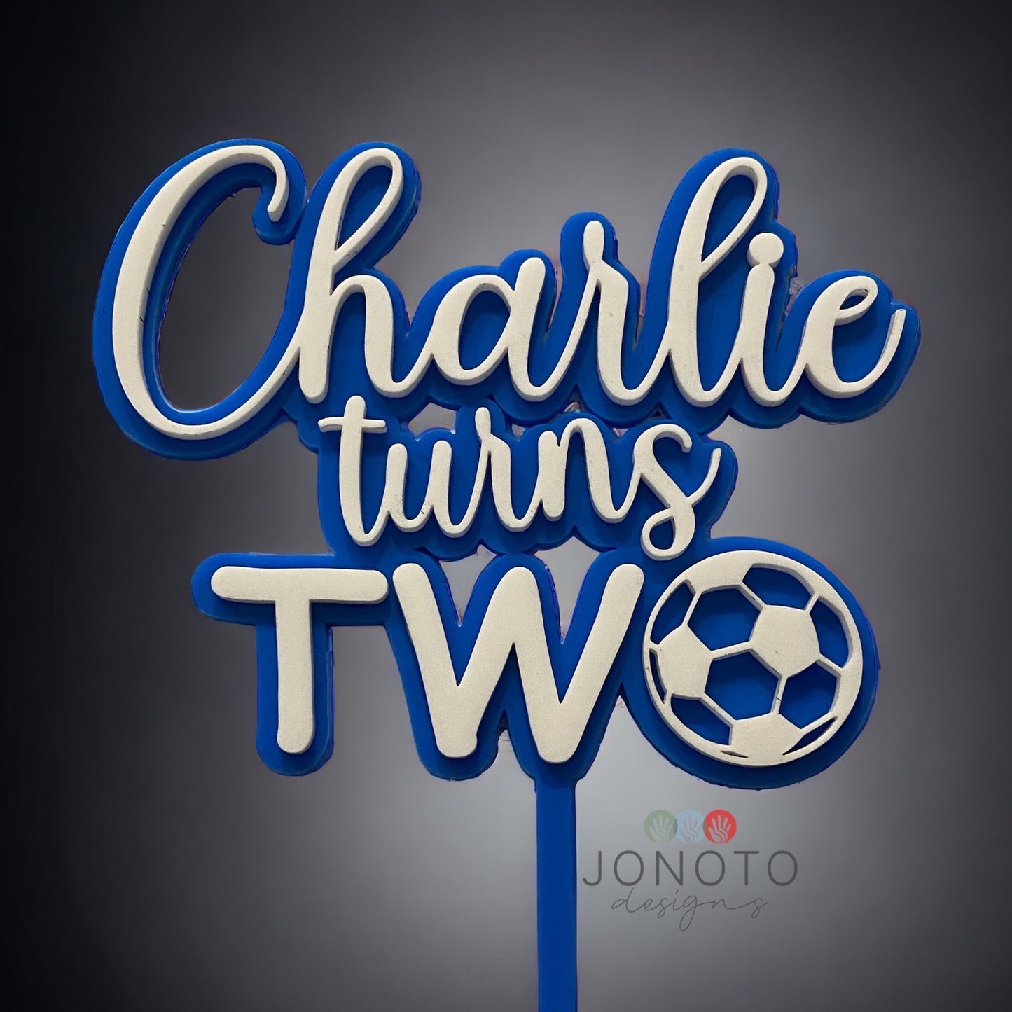 Cake Topper | Two & soccer | Double Layered