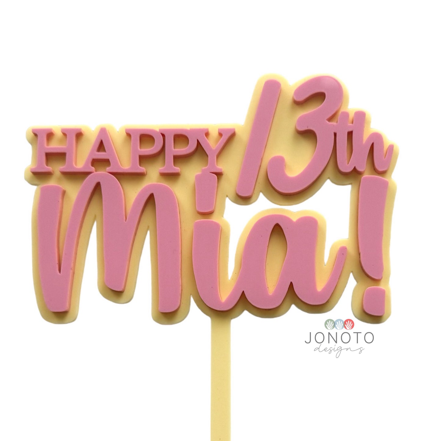 Cake Topper | Happy Birthday Age & Name | Double Layered