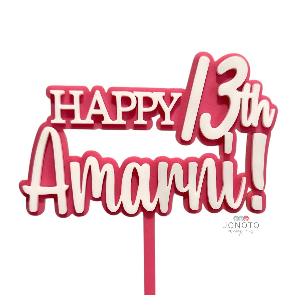 Cake Topper | Happy Birthday Age & Name | Double Layered