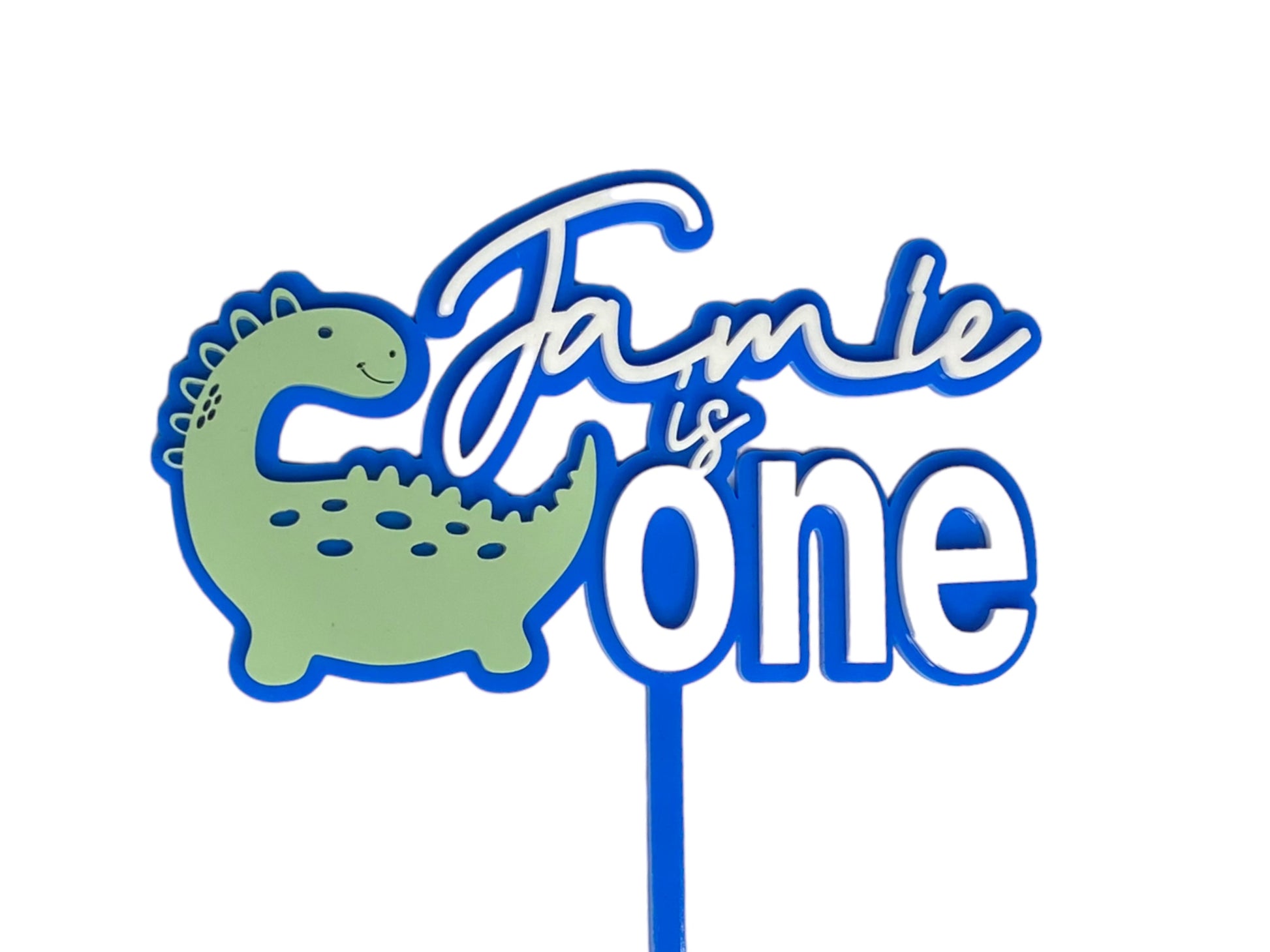first birthday cake topper with dinosaur theme