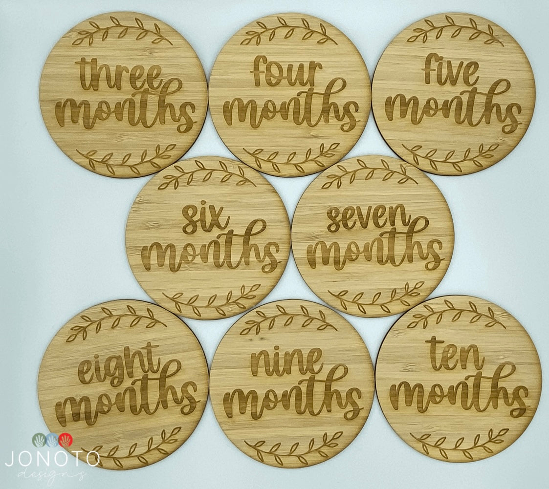 Baby Milestone Disc Set  | Leaf Design