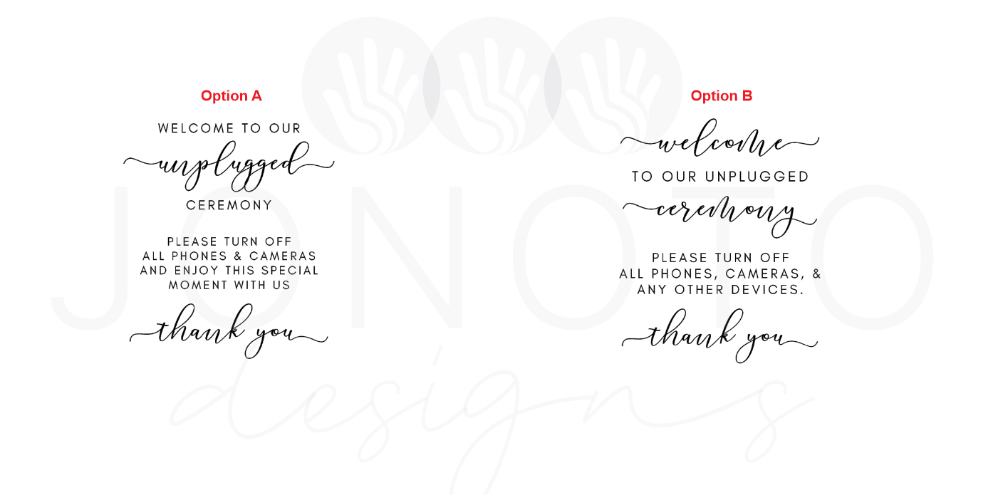 Unplugged Wedding Ceremony Sign