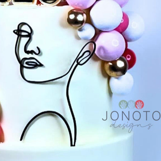 artistic abstract face cake topper for contemporary themed cakes