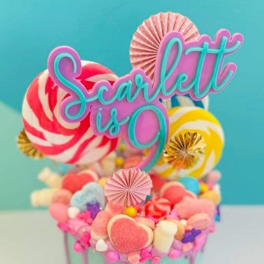 Cake Topper | Name & Age | Double Layered