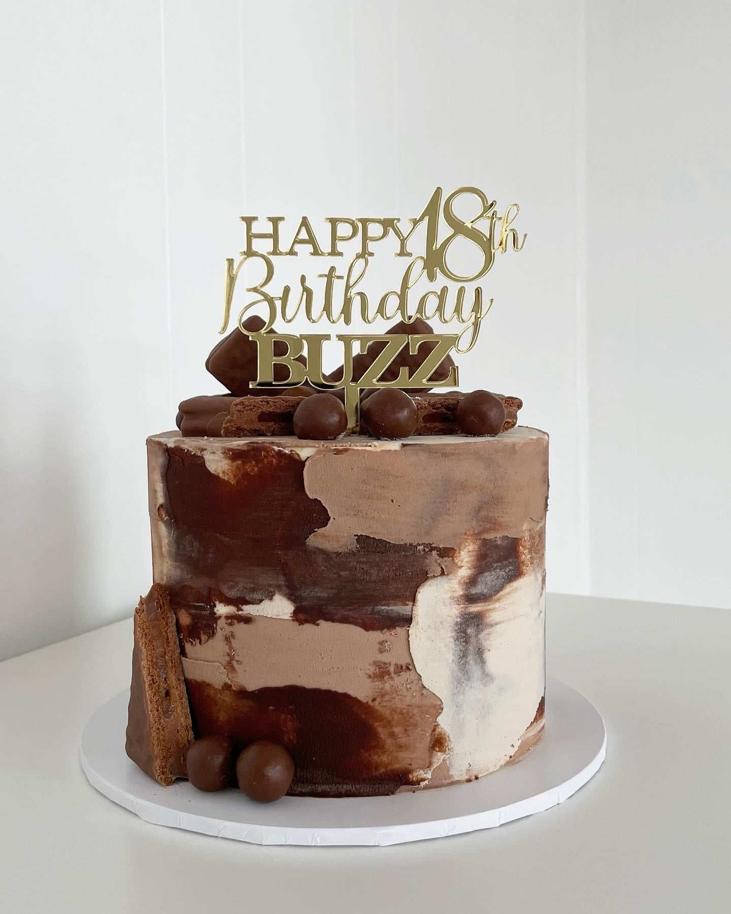 Cake Topper | Happy Birthday Name & Age | Single Layer