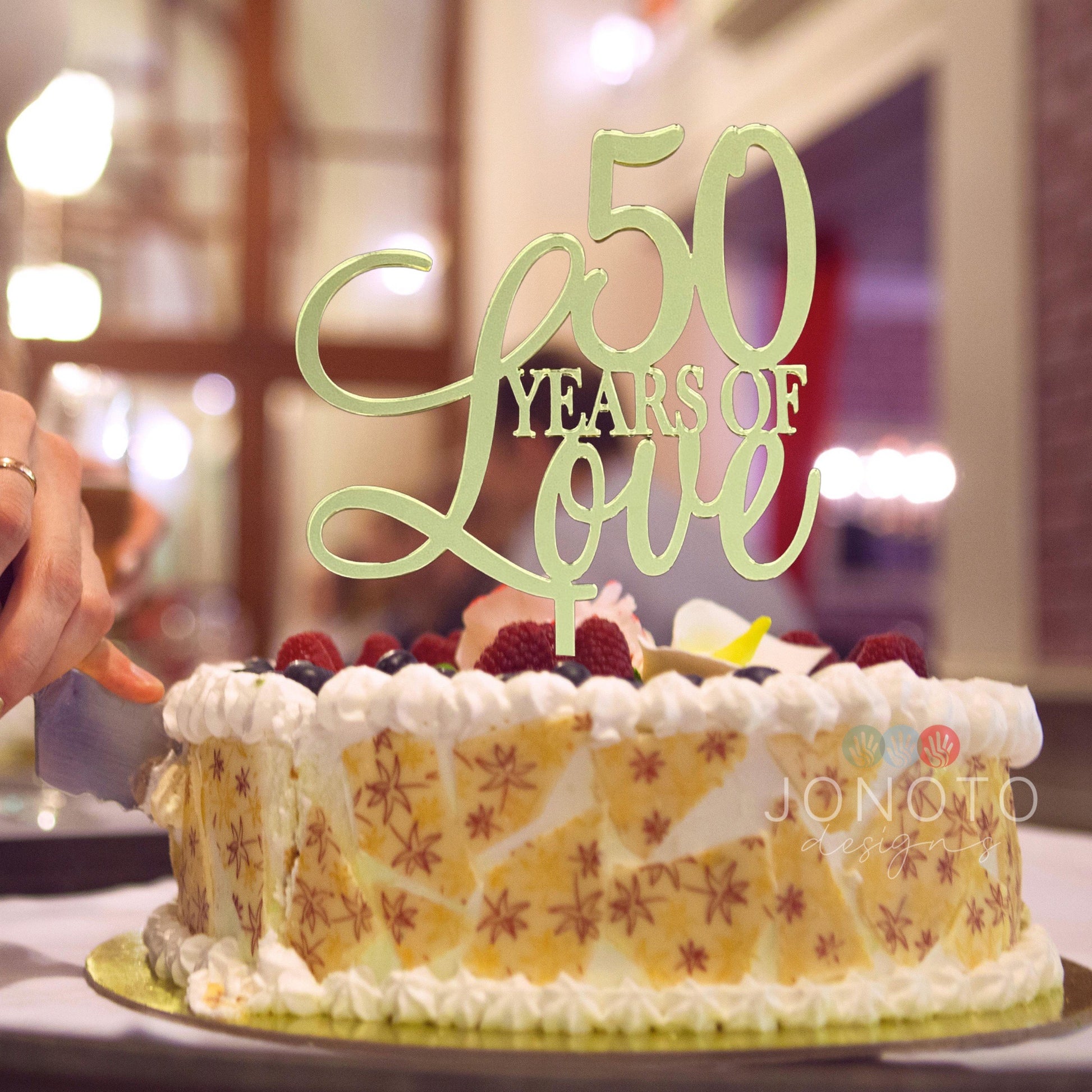 Gold 50th wedding anniversary cake topper