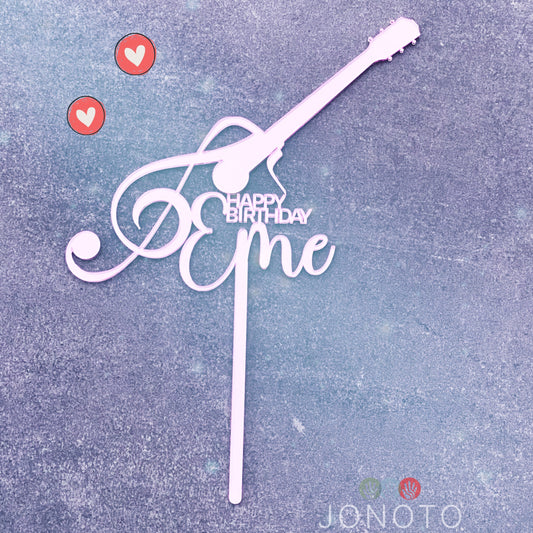 guitar shaped birthday cake topper